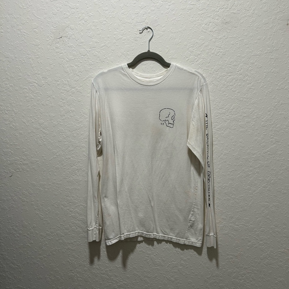 RVCA White Long Sleeve Shirt with Skull Design